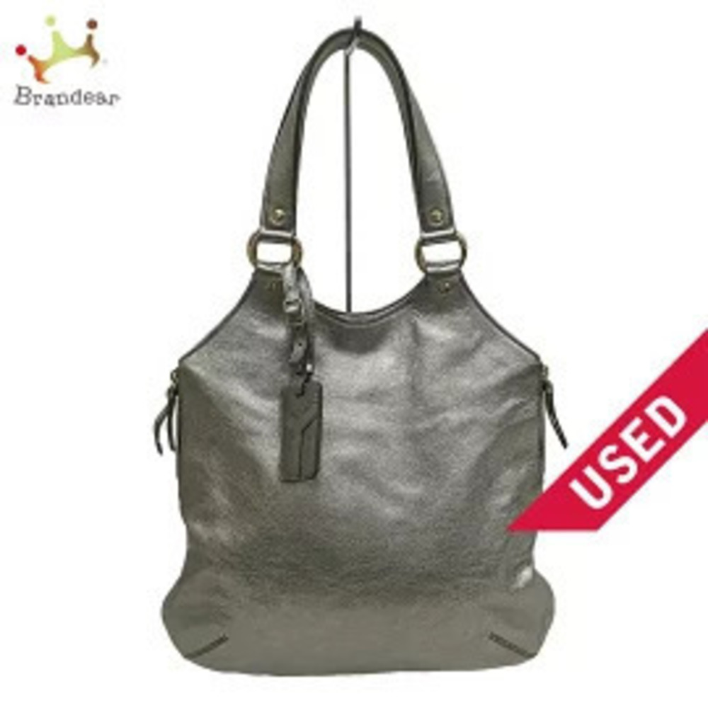 Saint Laurent Yves Rive Gauche YSL Metropolis Tote Bag Silver Leather